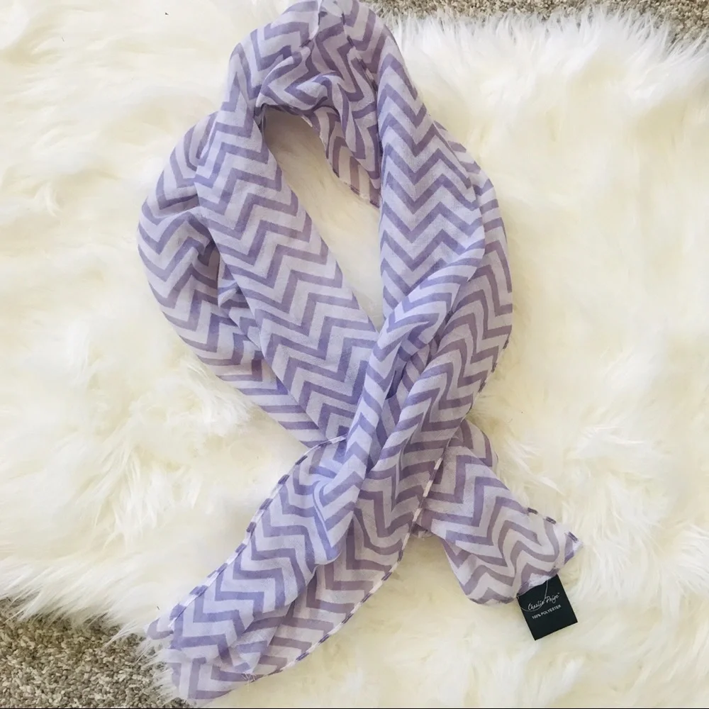 Lavender White Chevron Lightweight Scarf One Size